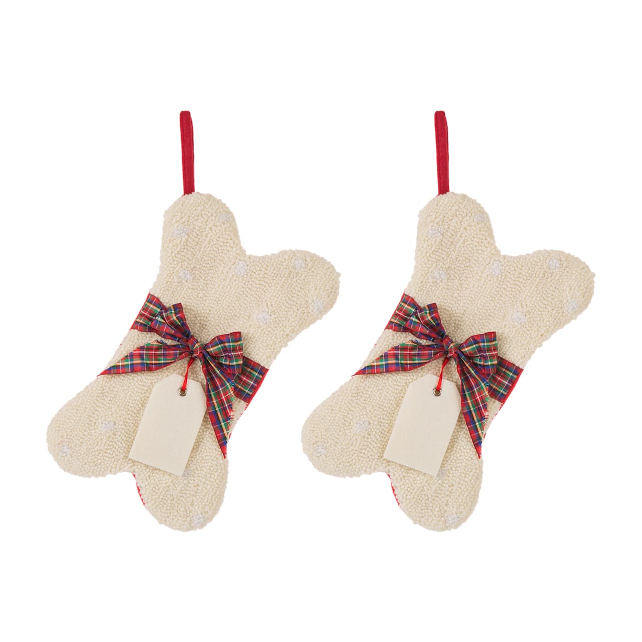 Glitzhome® 12.5" Bone Shape Hooked Stockings, 2ct.